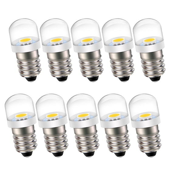 Ruiandsion Mini E10 Base Bulb,0.15W 4300K Warm White Soft Light for 12V DC Flashlights Indicators and Crafts,10-Pack