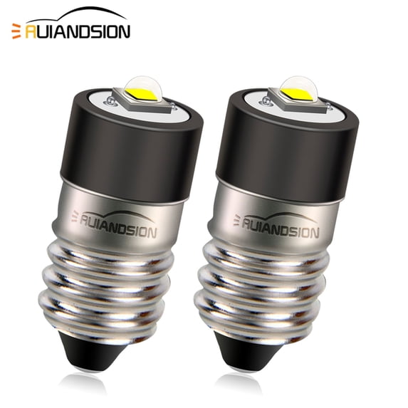 Ruiandsion Mini E10 LED Light Bulb,2-Pack,1.5W 300 LM Wide Voltage 1-9V, for Bicycle Camping Flashlight Portable Light Source Replacement