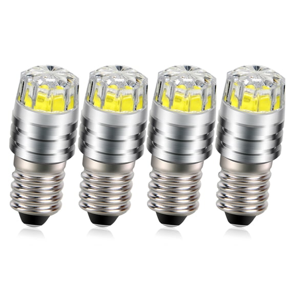 Ruiandsion Mini LED Bulb E10 White COB Chip DC 12V 150LM 6000K 0.6W for Outdoor Bicycle Flashlight and Camping Light,(Pack of 4)