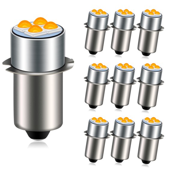 Ruiandsion P13.5S 10-60V Wide Voltage Amber Yellow LED Bulb 800LM 2500K Warm Glow Replacement for Bicycle Headlight Camping Outdoor Light,Pack-10