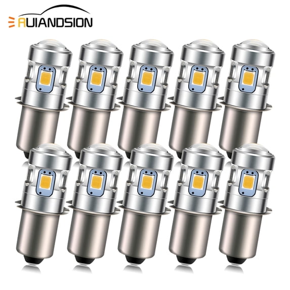 Ruiandsion 10-Pack P13.5S PR2 Base LED Bulbs,3V 0.45W 300LM Upgrade 3000K Warm Yellow for Bike Light Headlamp