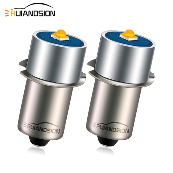 Ruiandsion P13.5S Flashlight Warm White LED Bulb,6V 9V 12V 18V 24V 30V AC,Non-Polar Replacement for Camping Lantern Portable Work Light,Pack-2