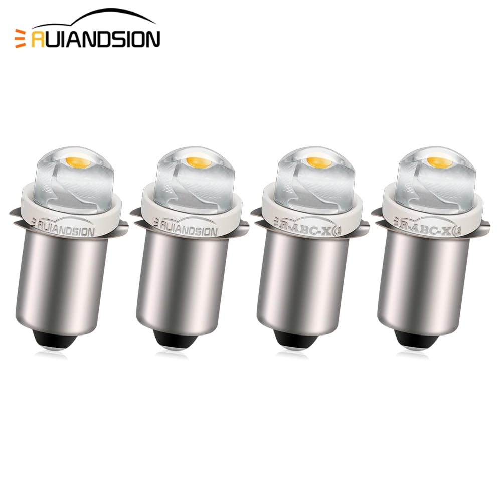 Ruiandsion 4 lampadine a LED E10 2835 20SMD 12V 1 W di ricambio per fari torce, torce, luce bianca, 6000 K