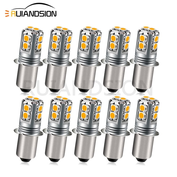 Ruiandsion P13.5S LED Light Bulb,6-40V(9V 12V 18V 24V 30V 36V),600 LM Yellow Non Polar for Bike Flashlight Camping Gear and Emergency Lights,Pack-1