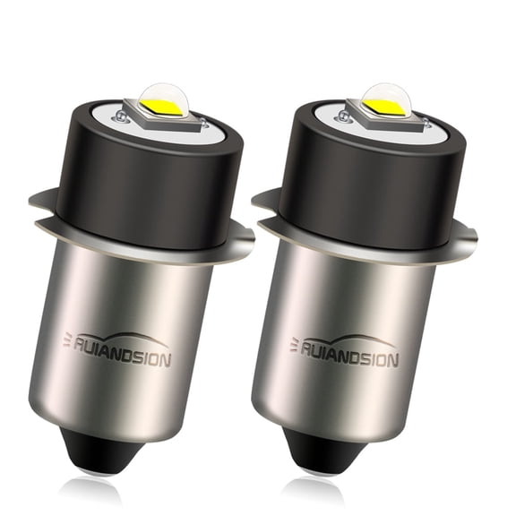 Ruiandsion LED Flashlight Bulb P13.5S Base, 2-Pack,DC 1-9V Wide Voltage 300LM White, for Emergency and Work Light