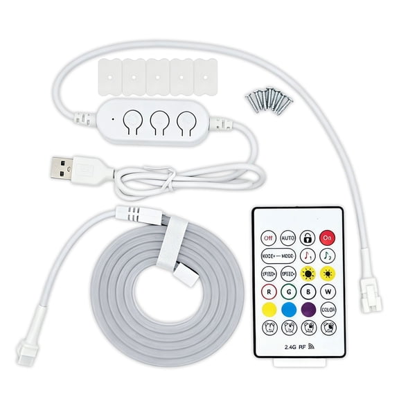 Ruiandsion RGBIC 3.28ft USB LED Neon Strip Lights,5V Powered,App and Remote Control,Music Sync Color Changing,for Game Room Apartment,1-Pack