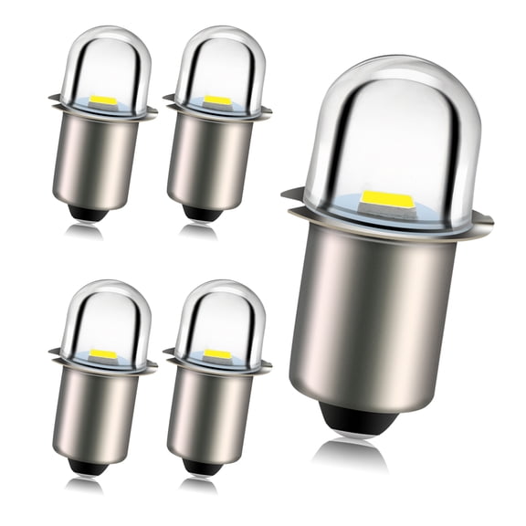 Ruiandsion P13.5S Mini LED Bulb,18V 1W 80Lumens Cool White, Non-Polarity,PR2 Base for Work Lights,5-Pack