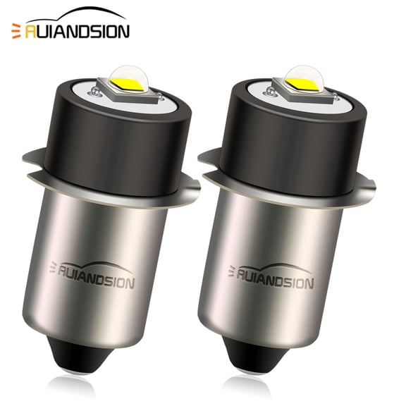 Ruiandsion P13.5S PR2 Mini LED Light Bulb, 6V-30V Wide Voltage White 6000K 300Lumens, for Flashlights and Work Lights,2-Pack