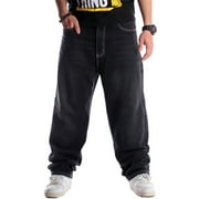 Ruiatoo Baggy Jeans for Men Classic Relaxed Fit Vintage Hip Hop Skateboard Pants 024 Black Size 32