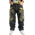 thumbnail image 1 of Ruiatoo Baggy Jeans for Men Classic Relaxed Fit Vintage Hip Hop Skateboard Pants with Embroidery 019 Black Size 40, 1 of 5