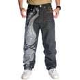 thumbnail image 1 of Ruiatoo Baggy Jeans for Men Classic Relaxed Fit Vintage Hip Hop Skateboard Pants with Embroidery C033 Black Size 44, 1 of 6