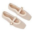 thumbnail image 1 of Ruiatoo Comfy Fishnet Ballerina Flat Shoes for Women - Mesh Ballet Flats with Buckle Strap for Casual, Office Wear White 43, 1 of 5