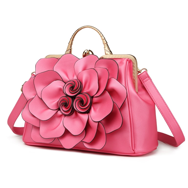 Rose pink PU Leather Women\'s Bag Pink Quilted Crossbody Bag for Women – Soft PU Leather  main image 3