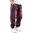 thumbnail image 1 of Ruiatoo Men's Denim Work Cargo Pants Outdoor Loose Hip Hop Big & Tall Jeans with Cargo Pockets Purple(5112,Size M), 1 of 5