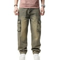 thumbnail image 1 of Ruiatoo Men's Jeans Denim Work Cargo Pants Outdoor Loose Hip Hop Big & Tall Jeans with Cargo Pockets(1908,Retro 32), 1 of 5