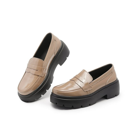 Ruiatoo Platform Loafers for Women - Slip On Chunky Penny Loafers for Dressy, Business, Casual Comfort Work Shoes Brilliant Apricot 36