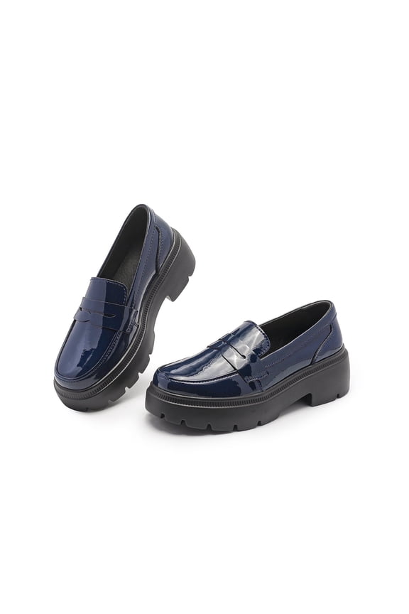 Platform Loafers for Women - Slip On Chunky Penny Loafers for Dressy, Business, Casual Comfort Work Shoes Brilliant Blue 36