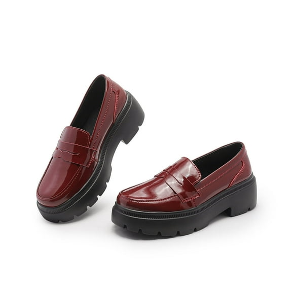 Ruiatoo Platform Loafers for Women - Slip On Chunky Penny Loafers for Dressy, Business, Casual Comfort Work Shoes Brilliant Red 40