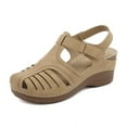 thumbnail image 1 of Ruiatoo Wedge Sandals for Women Closed Toe Comfortable Arch Support Outdoor Platform Sandals (619-1, Apricot 38), 1 of 5