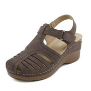 Ruiatoo Wedge Sandals for Women Closed Toe Comfortable Arch Support Outdoor Platform Sandals (619-1, Brown 40)