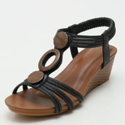 Ruiatoo Wedge Sandals for Women Open Toe Summer Arch Support Platform Sandals (390, Black 40)