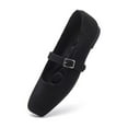 thumbnail image 1 of Ruiatoo Women's Ballet Flats Square Toe Knit Comfortable Slip On Mary Jane with Ankle Strap Casual, Work Teacher Dressy Shoes Black 36, 1 of 5