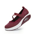 thumbnail image 1 of Ruiatoo Women's Breathable Mary Jane Shoes Air-Cushion Nurse Casual Walking Slip On Sneakers Black Mesh Platform Shoes Red 38, 1 of 6