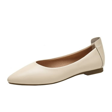 Ruiatoo Women's Classic Pointed Flat Casual Business Comfortable Slip-on Leather Shoes 99-1-xing-39