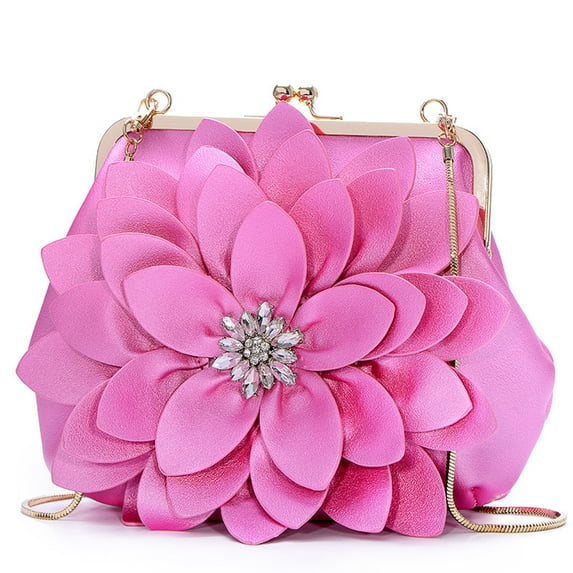 Ruiatoo Women's Evening Clutches Handbags Flower Formal Party Wallets Wedding Purses Wristlets Ethnic Totes Satchel Rose Red