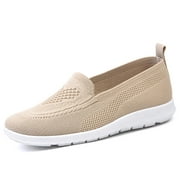 Ruiatoo Women's Walking Shoes Lightweight Slip on Casual Comfort Breathable Sneakers Apricot 36