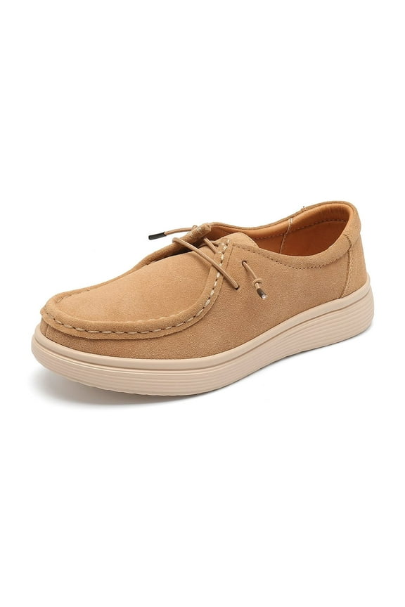 Women's Walking Shoes - Slip on Loafers Flexible Foot-Friendly Ultralight Boat Casual Shoes Beige 40