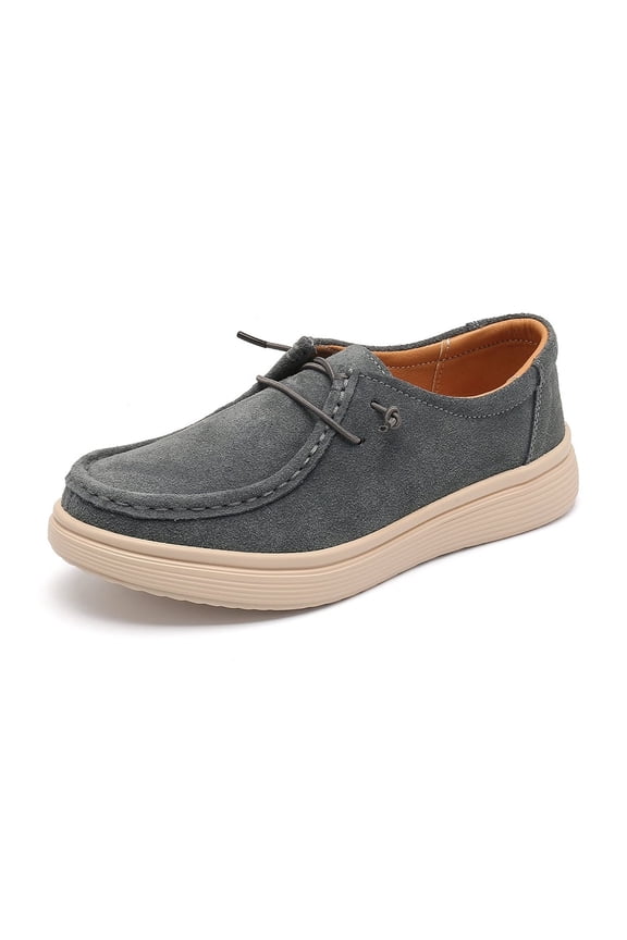 Women's Walking Shoes - Slip on Loafers Flexible Foot-Friendly Ultralight Boat Casual Shoes Deep Grey 40