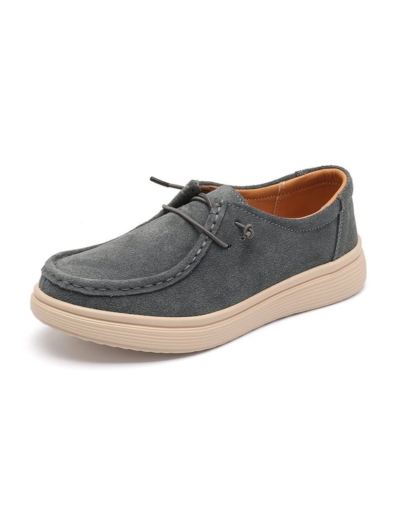 Women's Walking Shoes - Slip on Loafers Flexible Foot-Friendly Ultralight Boat Casual Shoes Deep Grey 42