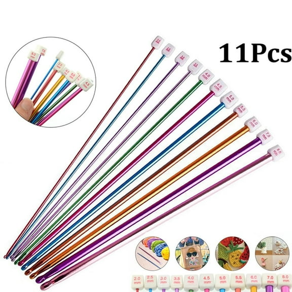 11Pcs Long Tunisian Afghan Crochet Hooks Aluminum Knitting Needles 10.6"