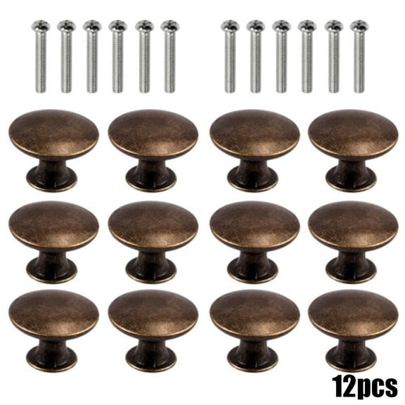 Ruibeauty 12X 30Mm Cabinet Knob Pull Bedroom Cupboard Drawer Bronze Handles Single Antique