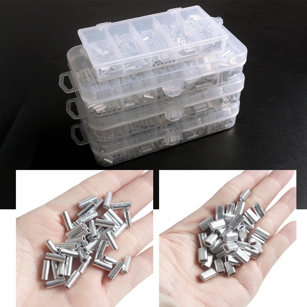 Ruibeauty 200Pcs Single/Double Barrel Crimp Sleeves Fishing Line Tube