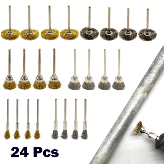 Ruibeauty 24Pcs Brass Brush Steel Wire Wheel Brushes Rotary Tool for Metal Rust Removal