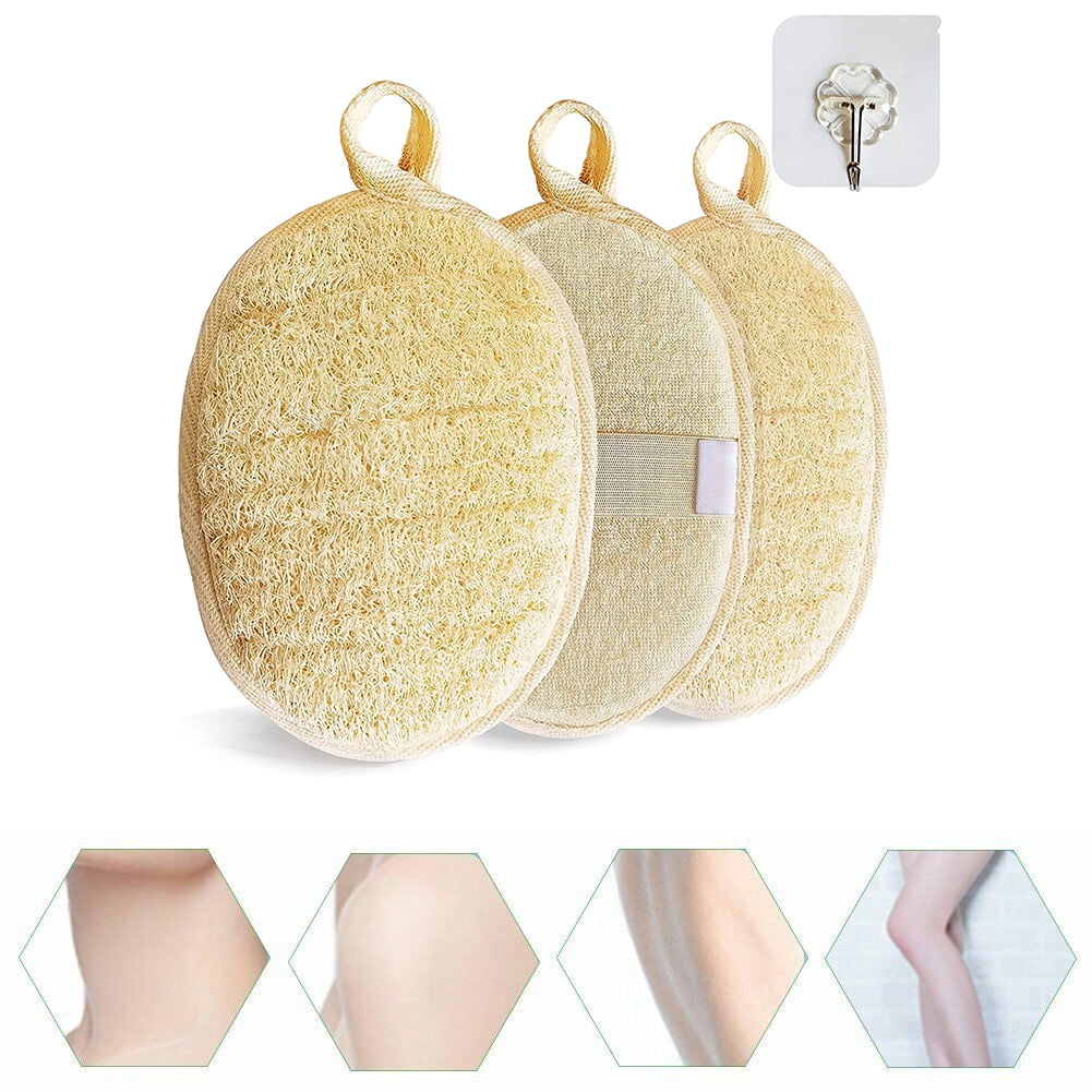 Ruibeauty 3Pcs Natural Loofah Body Scrubber Bath Exfoliating Sponge ...