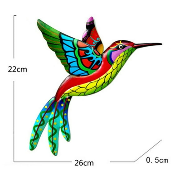 Ruibeauty 4 Pack Metal Hummingbird Wall Art Decor Metal Colorful Birds Outdoor Sculpture Iron Outdoor Hanging Decor Ornaments for Living Room Patio Balcony