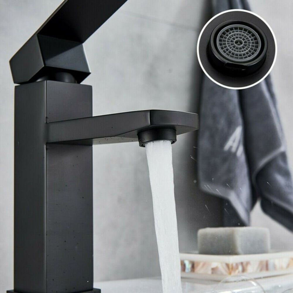 Ruibeauty Bathroom Sink Tap,Matte Black Waterfall Bathroom Faucet,Mixer Tap Chrome Square Mono Faucet