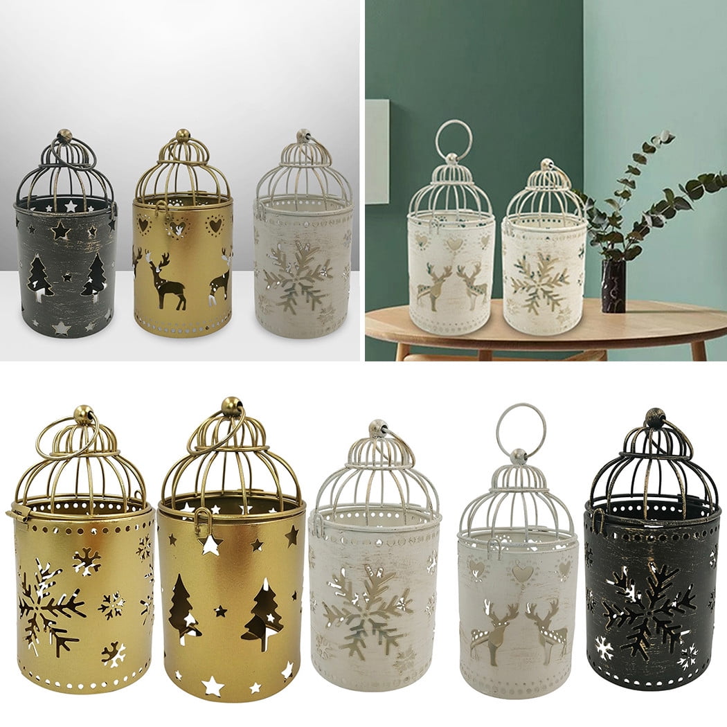 Ruibeauty Christmas Metal Hanging Candle Holder Hanging Birdcage
