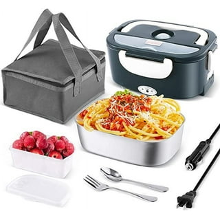 Feoflen 2 in 1 Plug-in Bento box, Electric Heating Bento box for Car, 1.5L  Protable Lunch Box with Fork and Spoon, Food Warmer Container, Thickened