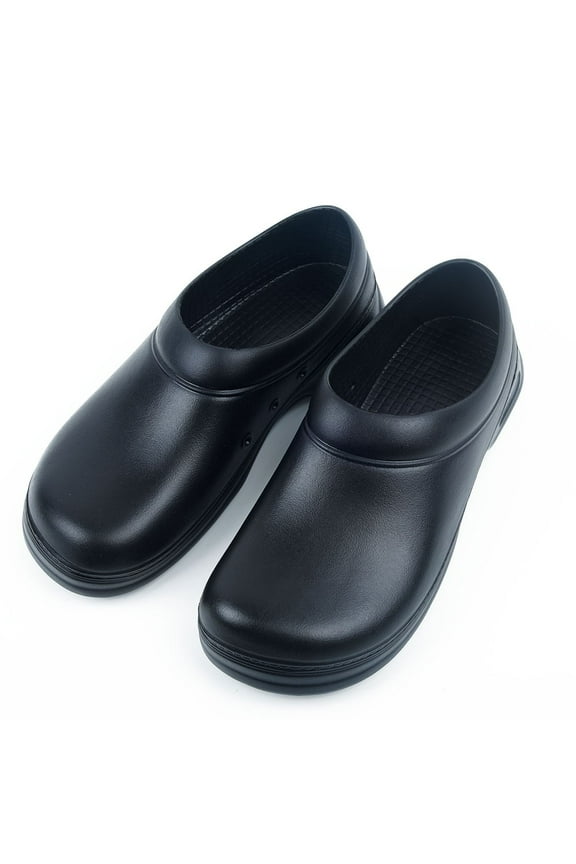 Flame Slip Resistant Clogs for Men, Slip On Work Shoes for Food Service, Black