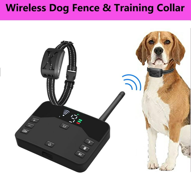 Ruibeauty Pet Wireless Fence for Dogs Portable Wire Free Electric Fence Upgraded 2 in 1 Training Collar System with Color Screen Display