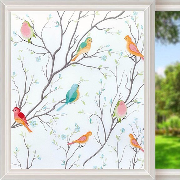 Ruibeauty Privacy Casement Film Sticker Opaque Non-Adhesive Pure Frosted Bird Film,16x40inch