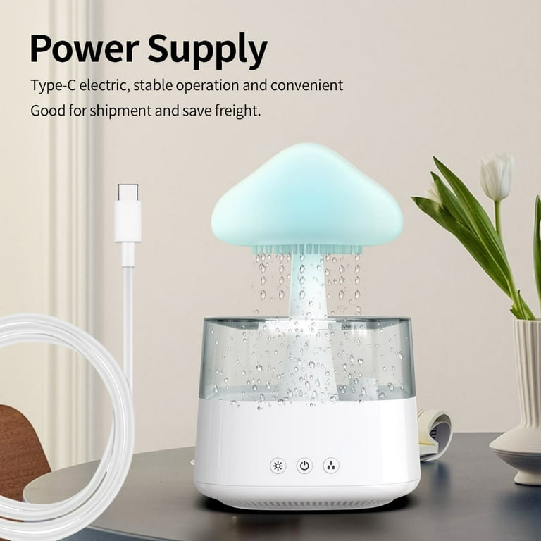 Ruibeauty Rain Cloud Humidifier,Raining Cloud Night Light Aromatherapy,  Water Drip 15Oz, Essential Oil Diffuser with 7 Colors LED Lights,Desk  Fountain