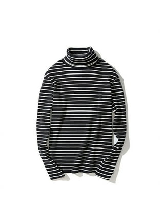 Black And White Striped Long Sleeve Turtleneck