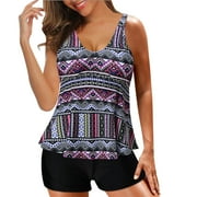 Ruidigrace Tankini Swimsuit for Women Swim Tummy Control Top With Shorts Two Piece Bathing Suit