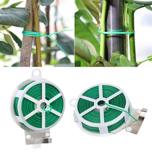 Ruifaya 1 Roll Garden Plant Support Twist Tie Green Wire Strapping Rope CutteX7S3