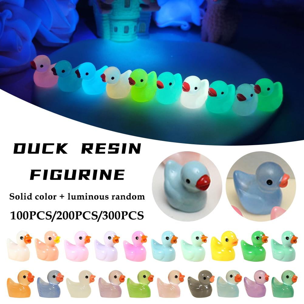 110-Piece Glow In The Dark Mini Resin Ducks - Tiny Decorative Ducks For DIY, Fairy Gardens & Aquariums